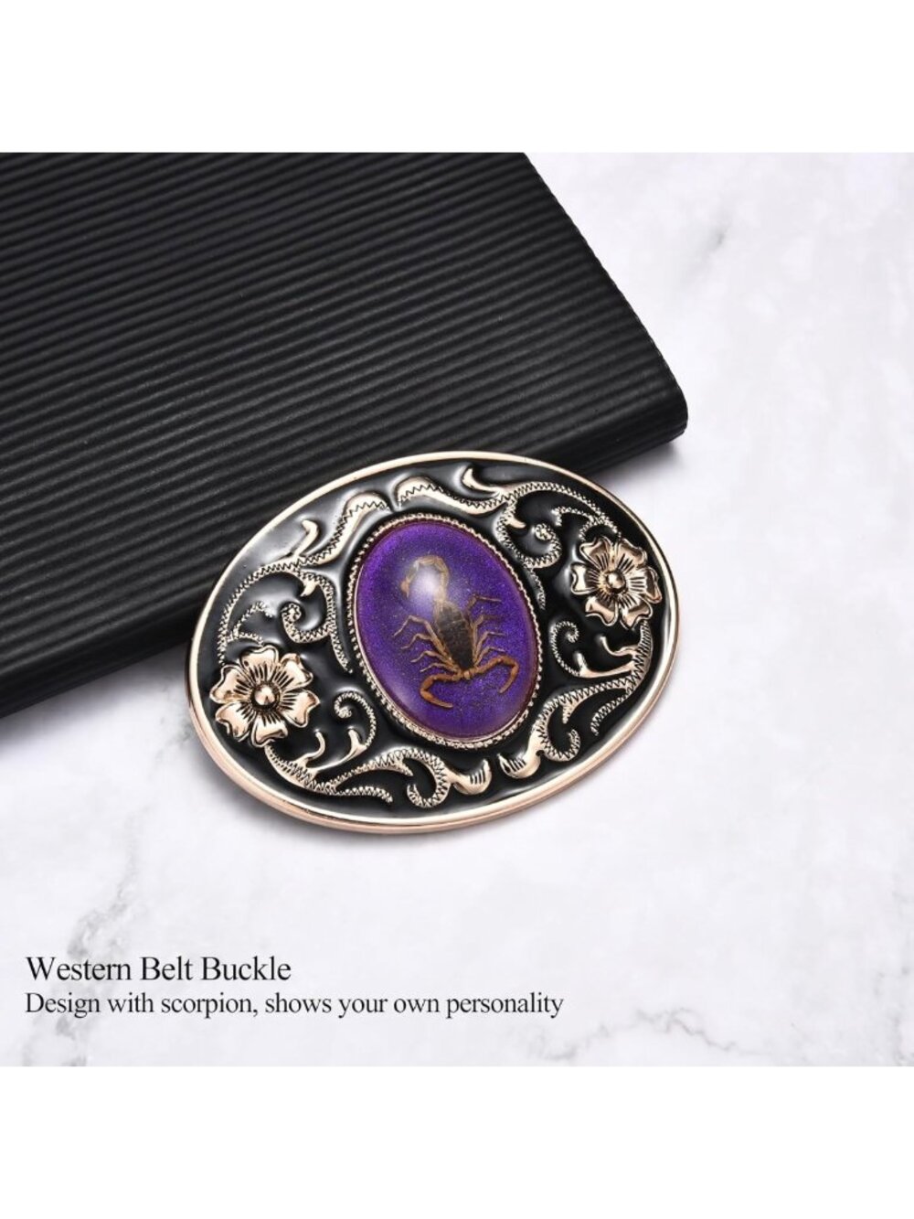 Luminous Stone Western Belt Buckle for Men, Scorpion Animal Design, Unique - Picture 5 of 7